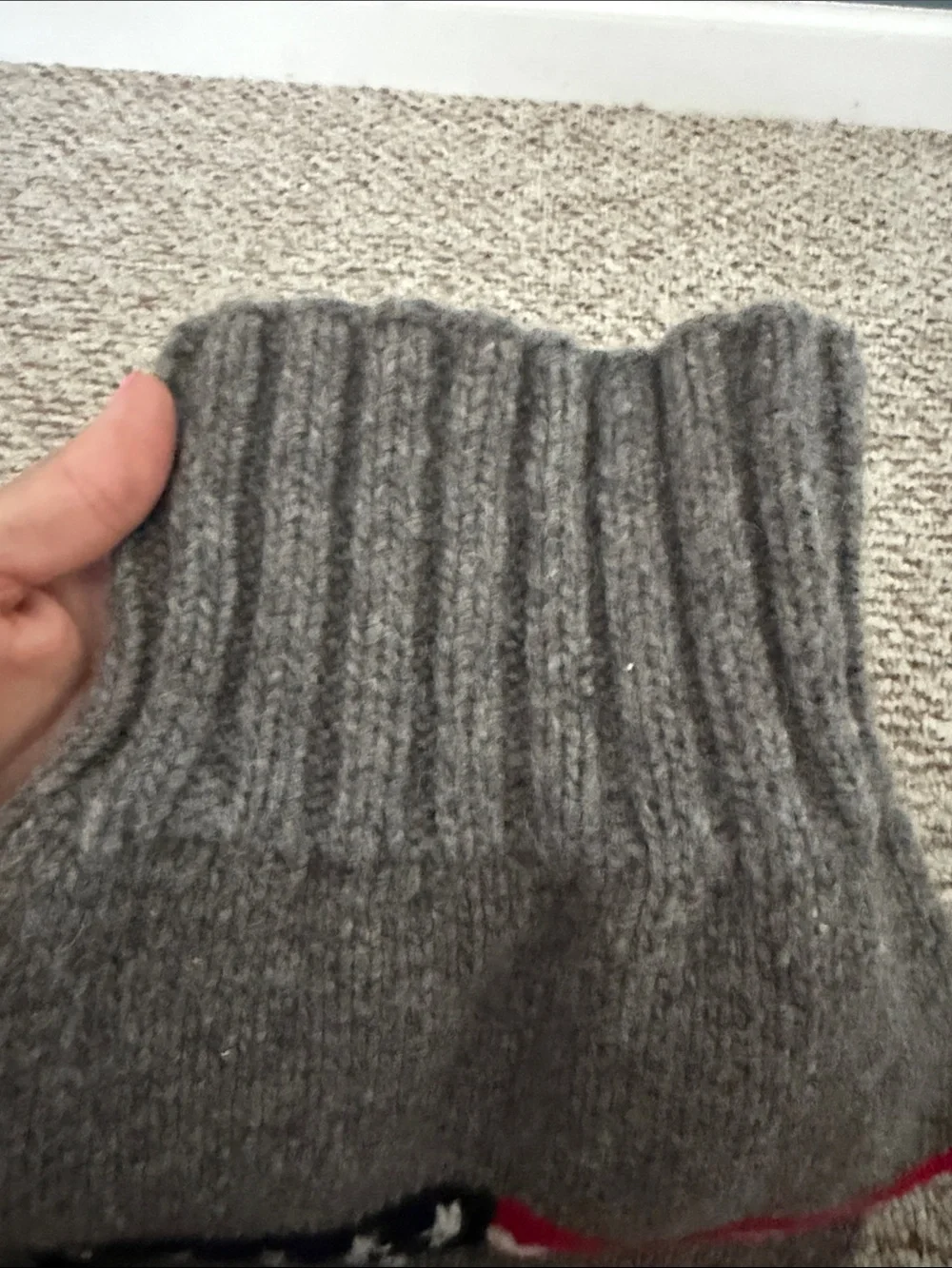 Grey Dog Sweater with American Flag Knit